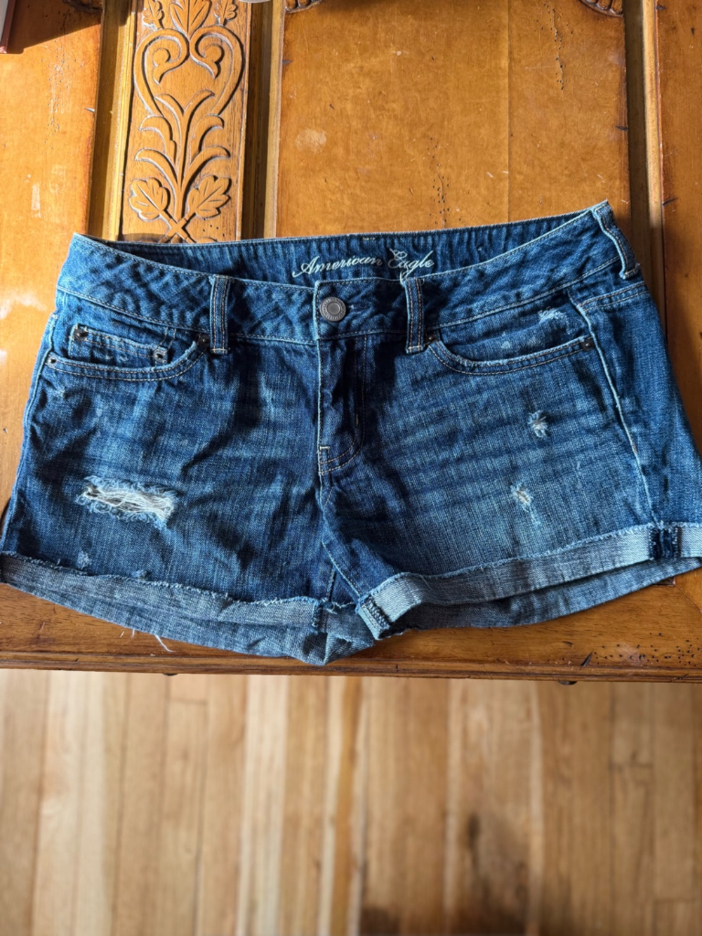 American Eagle Outfitters Blue Distressed Denim Cutoff Shorts
